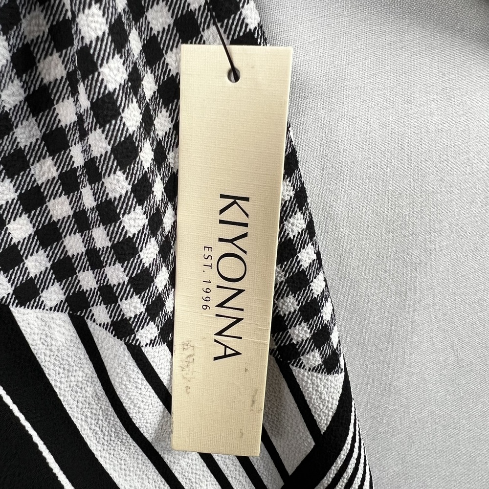 Kiyonna Kimono Womens 2X Cardigan Black White Checked Stripe Artsy - Picture 11 of 15